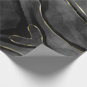 Abstrakter Schwarz-Gold-Agate-Marmorwirl Geschenkpapier (Ecke)