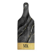 Abstrakter Schwarz-Gold-Agate-Marmorwirl Schneidebrett (Vorderseite)