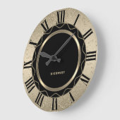 Abstrakter Schwarz/Gold-Glitzer Große Wanduhr (Winkel)