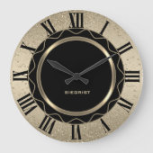 Abstrakter Schwarz/Gold-Glitzer Große Wanduhr (Vorderseite)