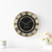 Abstrakter Schwarz/Gold-Glitzer Große Wanduhr (Zuhause)
