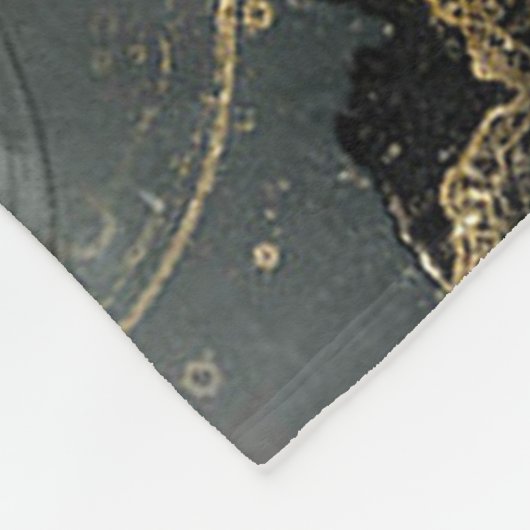 Abstrakter Schwarz-Gold-Marmor Fleecedecke (Ecke)