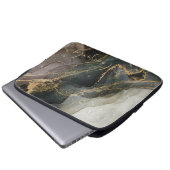Abstrakter Schwarz-Gold-Marmor Laptopschutzhülle (Vorne Knopf)