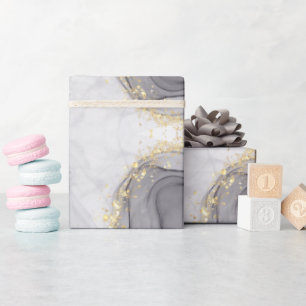 Abstrakter Schwarz-Weiß-Agate-Marmorwirbel Geschenkpapier