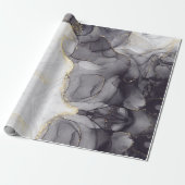 Abstrakter Schwarz-Weiß-Agate-Marmorwirbel Geschenkpapier (Ungerollt)