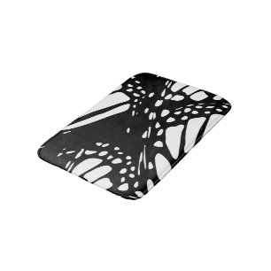 Abstrakter Schwarz-Weiß-Schmetterling Badematte