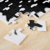 Abstrakter Schwarz-Weiß-Silhouette-Waldweg Puzzle (Seite)