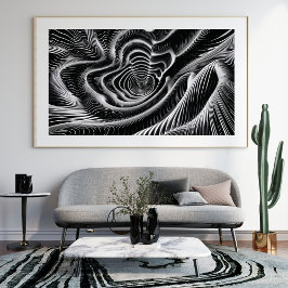 Abstrakter Schwarz-Weiß-Swirl Fotodruck