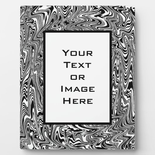Abstrakter Schwarz-Weiß-Swirl Fotoplatte (Vorderseite)