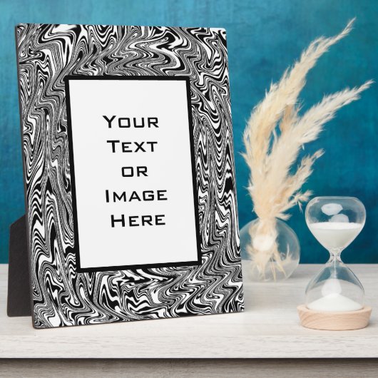 Abstrakter Schwarz-Weiß-Swirl Fotoplatte (Seite)