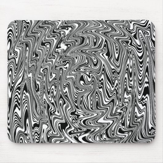 Abstrakter Schwarz-Weiß-Swirl Mousepad (Vorne)