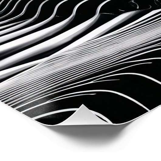 Abstrakter Schwarz-Weiß-Swirl Poster (Ecke)