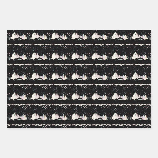 Abstrakter Schwarz-, Weiß- und Pastellfarbstoff Geschenkpapier Set (Vorderseite)