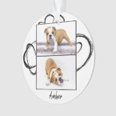 Abstrakter Schwarz-weißer Hundfoto Collage Weihnac Ornament (Vorderseite)