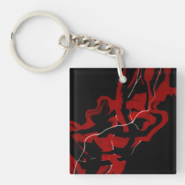 Abstrakter Schwarz-weißer Paint Pour Fluid Art Schlüsselanhänger