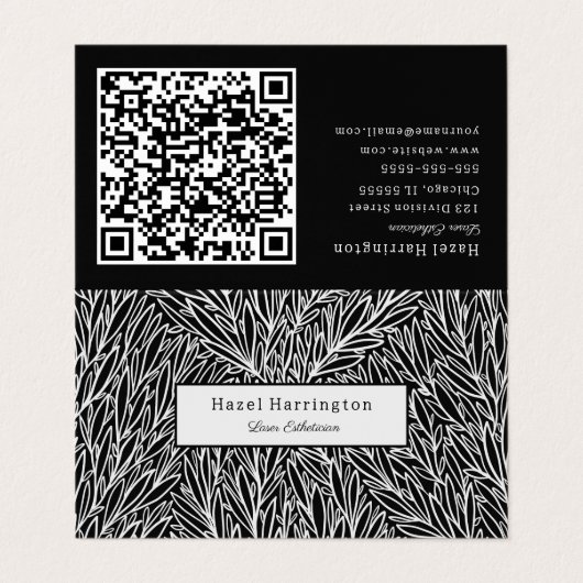 Abstrakter Schwarz-weißer QR-Code: Falsche Visiten Visitenkarten (Außenseite Aufgefaltet)