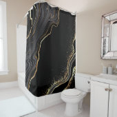 abstrakter schwarzer Agerhintergrund mit goldenen Duschvorhang (Beispiel)