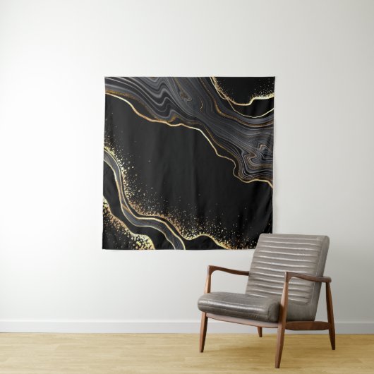 abstrakter schwarzer Agerhintergrund mit goldenen  Wandteppich (Beispiel (Horizontal))