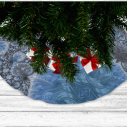 Abstrakter schwarzer blauer komplizierter Fraktal Polyester Weihnachtsbaumdecke
