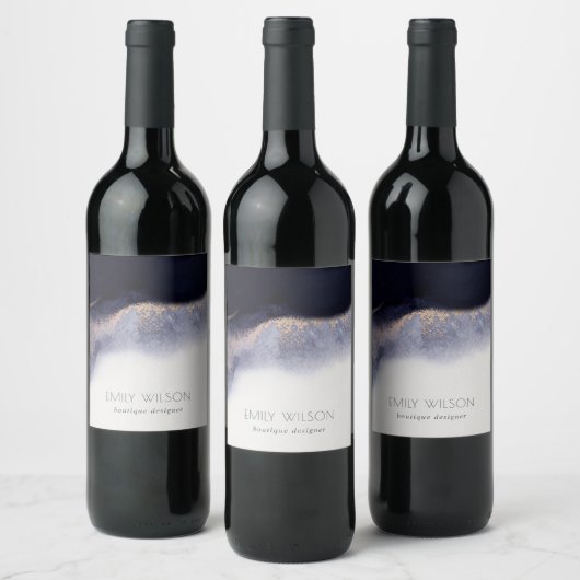 Abstrakter Schwarzer Fohlen Watercolor Wash Weinetikett (Flaschen)