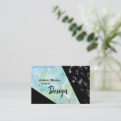 *~* Abstrakter Schwarzer Glitzer Moderne geometris Visitenkarte (Stehend Vorderseite)
