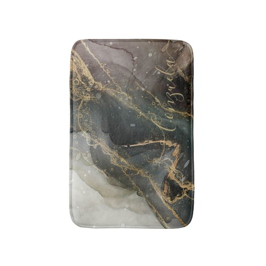 Abstrakter schwarzer Goldmarmor Badematte (Vorderseite Vertikal)