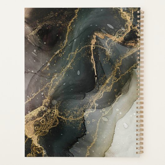 Abstrakter schwarzer Goldmarmor Planer (Rückseite)