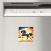 Abstrakter schwarzer Hengst in der Wüste Magnet (In Situ (Geschirrspüler))