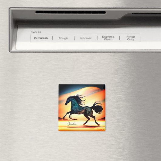 Abstrakter schwarzer Hengst in der Wüste Magnet (In Situ (Geschirrspüler))