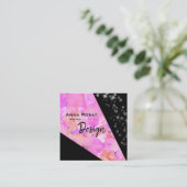 *~* abstrakter schwarzer moderner geometrischer quadratische visitenkarte (Stehend Vorderseite)