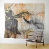 Abstrakter Schwarzer Pfirsich Orange Grau Wandteppich (Beispiel (Horizontal))