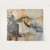 Abstrakter Schwarzer Pfirsich Orange Grau Wandteppich (Vorderseite (Horizontal))