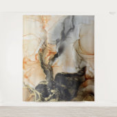 Abstrakter Schwarzer Pfirsich Orange Grau Wandteppich (Vorderseite)