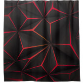 Abstrakter schwarzer Polygon-Rot-Licht-futuristisc Duschvorhang (Vorderseite)