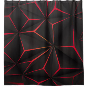 Abstrakter schwarzer Polygon-Rot-Licht-futuristisc Duschvorhang