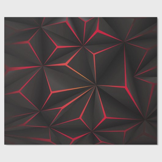 Abstrakter schwarzer Polygon-Rot-Licht-futuristisc Geschenkpapier (Flach)