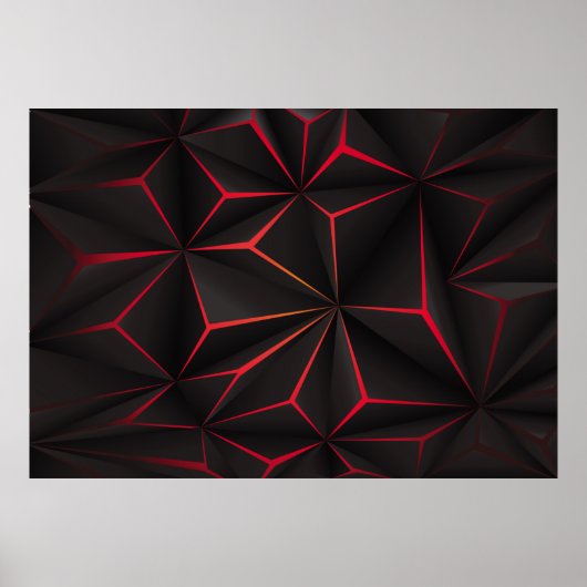 Abstrakter schwarzer Polygon-Rot-Licht-futuristisc Poster (Vorne)