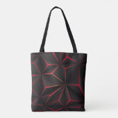 Abstrakter schwarzer Polygon-Rot-Licht-futuristisc Tasche (Rückseite)