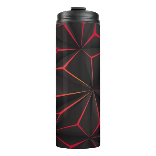 Abstrakter schwarzer Polygon-Rot-Licht-futuristisc Thermosbecher (Vorderseite)