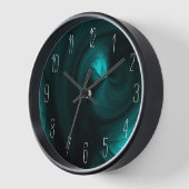 Abstrakter Schwarzer Rauch Swirl - Aquamarin Uhr (Winkel)