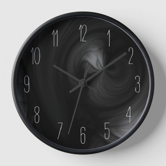 Abstrakter schwarzer Rauch Swirl - Dunkelgrau Uhr (Vorderseite)