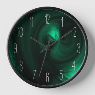 Abstrakter schwarzer Rauch Swirl - grün Uhr