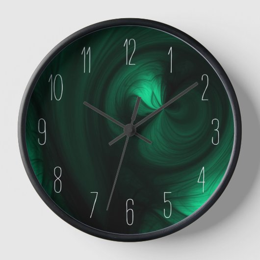 Abstrakter schwarzer Rauch Swirl - grün Uhr (Vorderseite)