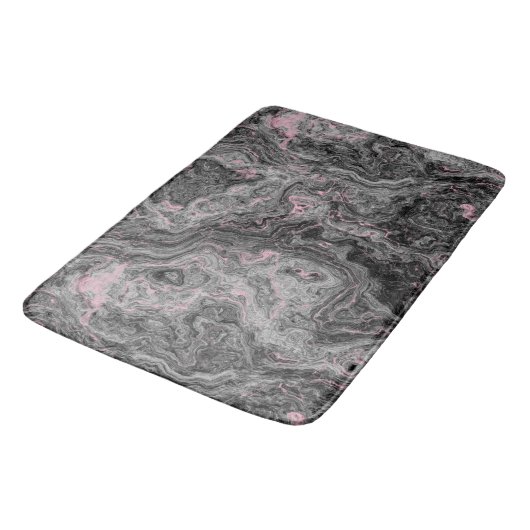 Abstrakter schwarzer, rosa und grauer Marmor Badematte (Schrägansicht)