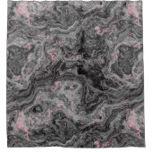 Abstrakter schwarzer, rosa und grauer Marmor Duschvorhang (Vorderseite)