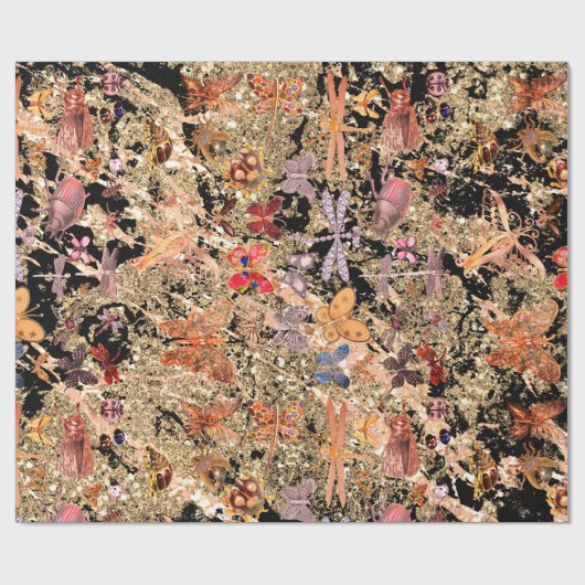 Abstrakter Schwarzer Schmetterling Geschenkpapier (Flach)