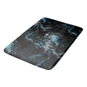 abstrakter schwarzer und blauer Marmor Badematte (Schrägansicht)