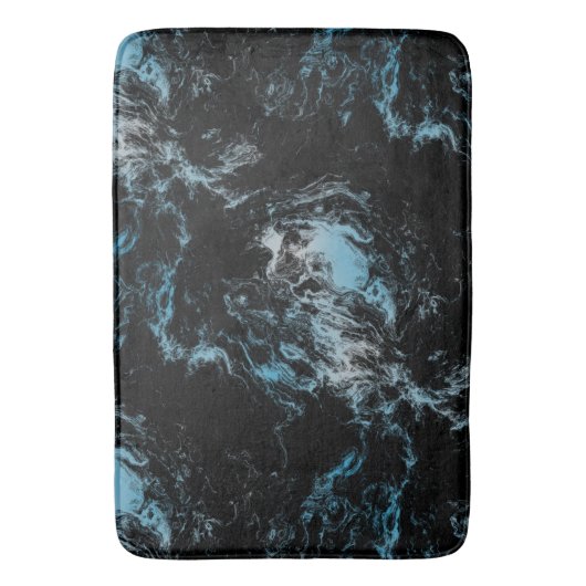 abstrakter schwarzer und blauer Marmor Badematte (Vorderseite Vertikal)