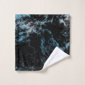 abstrakter schwarzer und blauer Marmor Badhandtuch Set (Waschlappen)