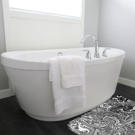 Abstrakter schwarzer und weißer Flüssig-Marmor Badematte